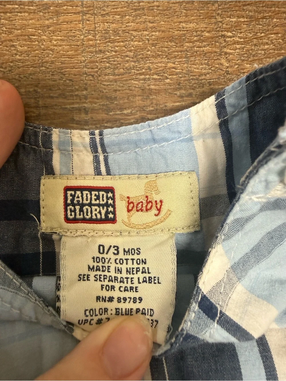 Vintage Faded Glory Blue Plaid Button-Shoulder Short Romper